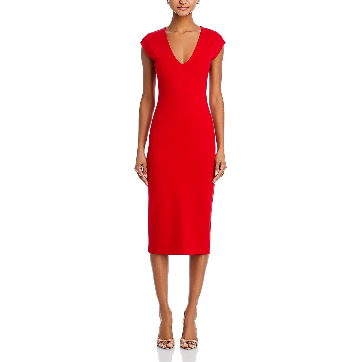Aqua Womens Below knee Cap Sleeve Midi Dress - Image 3