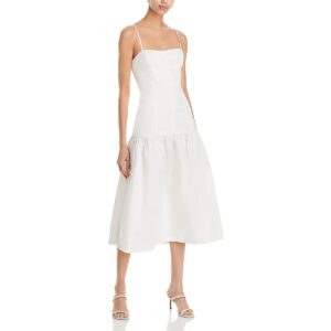 Aqua Womens Adjustable Straps Drop Waist Midi Dress