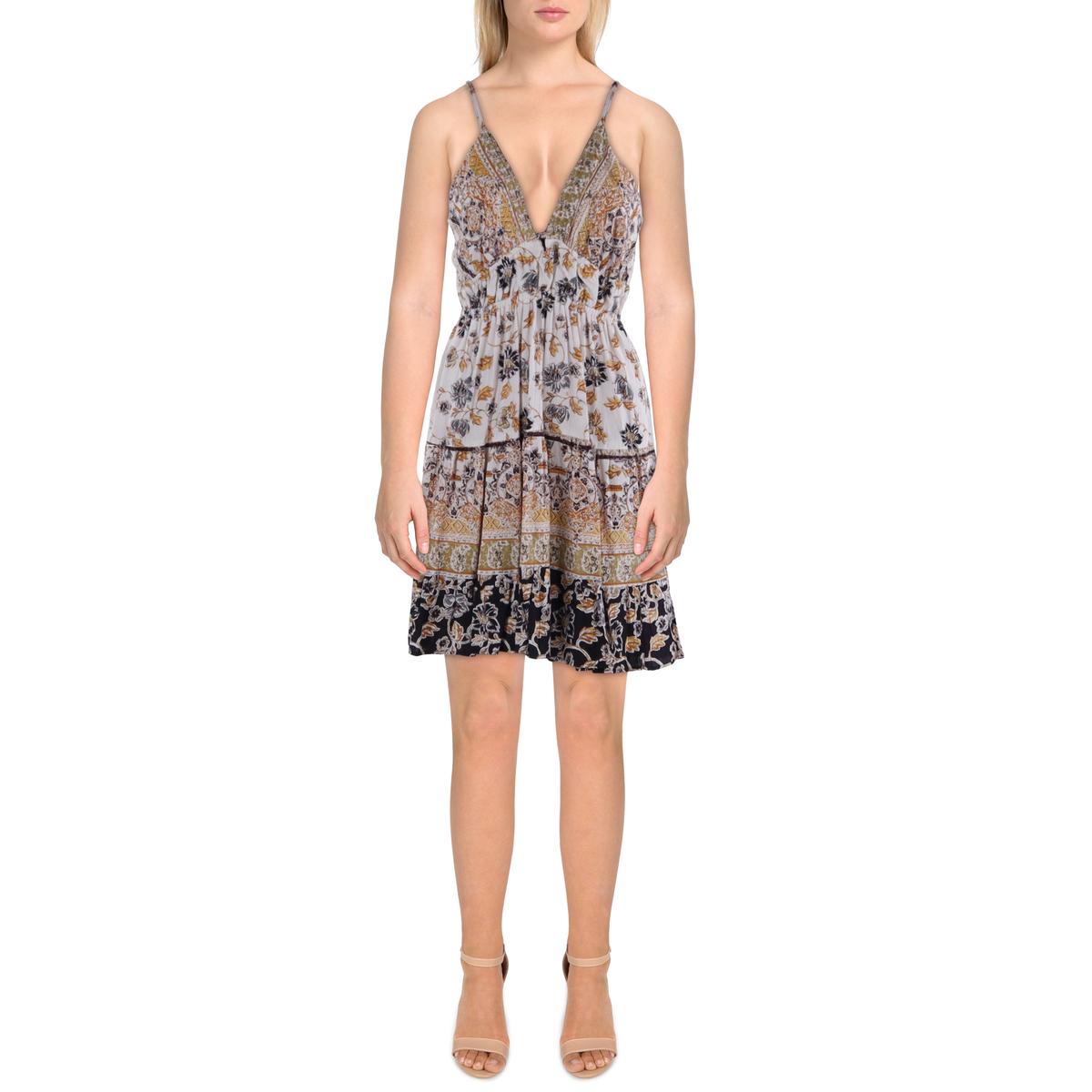 Angie Womens Open Back Tiered Mini Dress