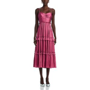 Aqua Womens Below Knee Ruffled Midi Dress