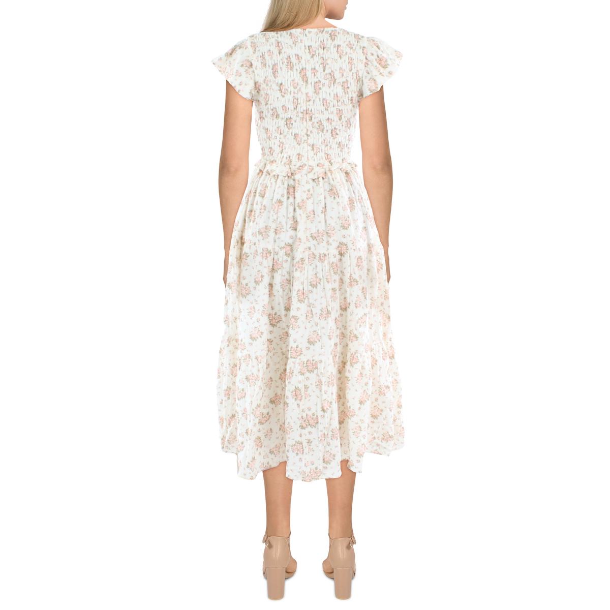 Aqua Womens Cotton Calf Midi Dress - Image 2