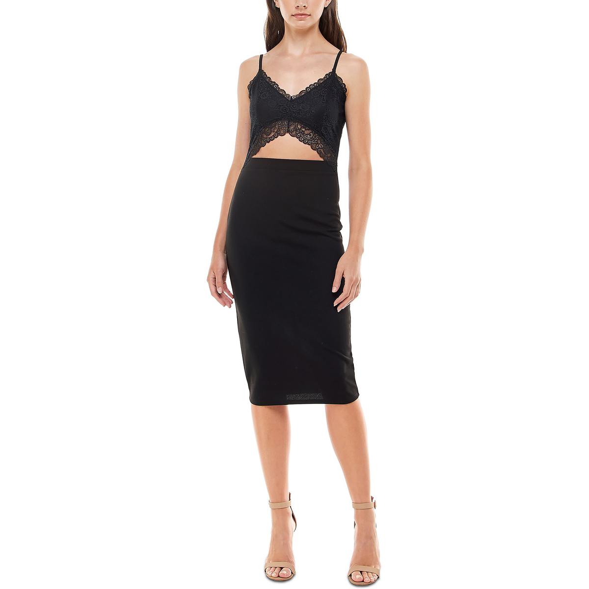 Almost Famous Womens Juniors Lace Cut Out Midi Dress